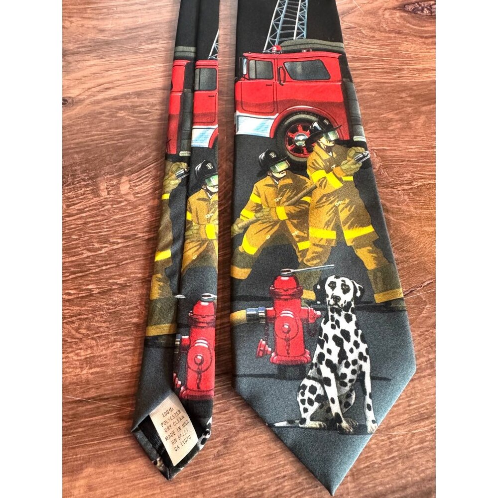 Vintage 1995 Ralph Marlin “Fireman” Novelty Tie – Made in USA – Polyester‎